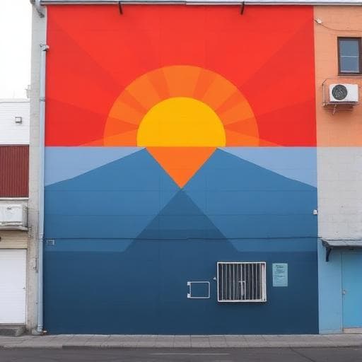 Sunrise geometry mural concept